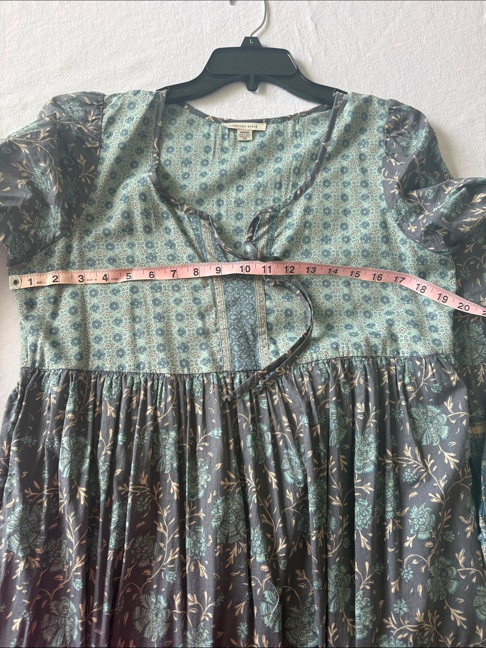 American Eagle Boho Tiered Long Sleeve Maxi Dress - Blue Floral - Picture 4 of 5